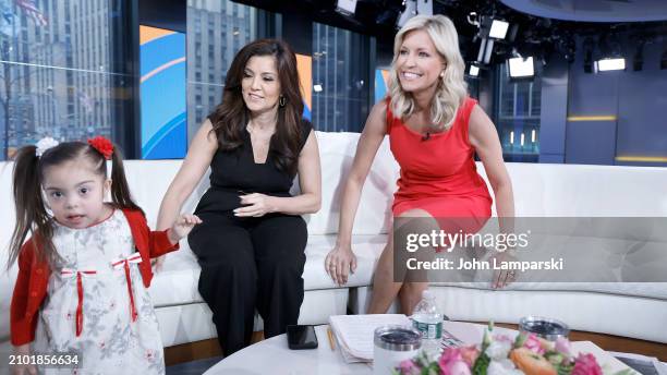 Fox anchor Ainsley Earhardt interviews Rachel Campos-Duffy and daughter Valentina Duffy at "Fox & Friends" For World Down Syndrome Day at Fox News...