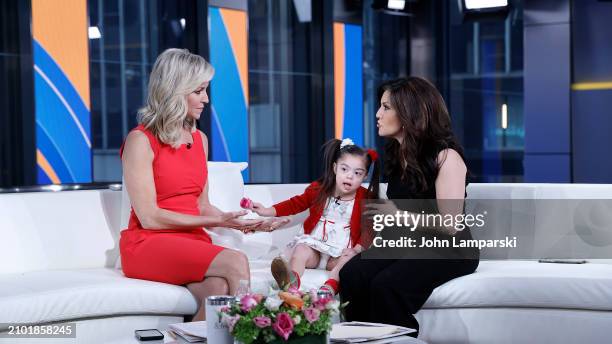 Fox anchor Ainsley Earhardt interviews Rachel Campos-Duffy and daughter Valentina Duffy at "Fox & Friends" For World Down Syndrome Day at Fox News...