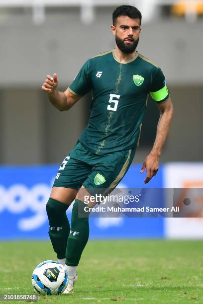 Eesah Suliman controls the ball during the 2026 FIFA World Cup Qualifiers second round Group G match between Pakistan and Jordan at Jinnah Sports...