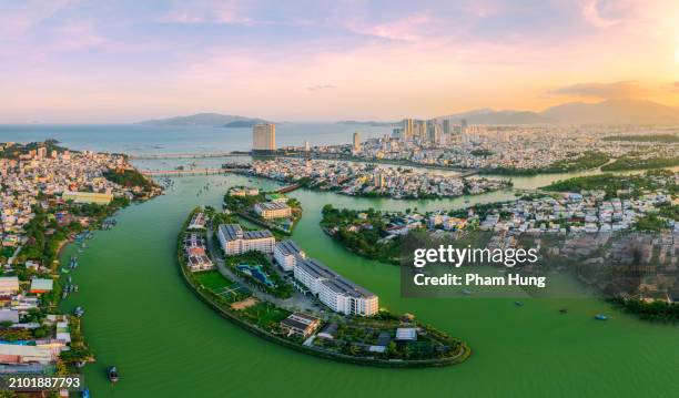 nha trang city in sunset - nha trang stock pictures, royalty-free photos & images