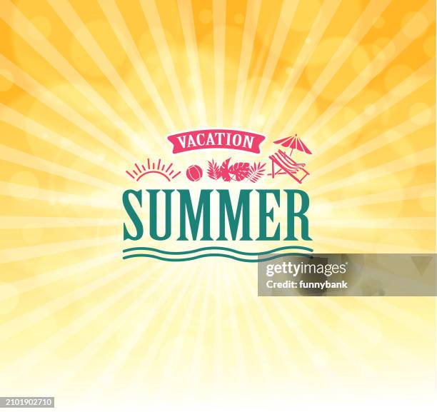 ilustraciones, imágenes clip art, dibujos animados e iconos de stock de signo del rayo de sol - bolsa de playa