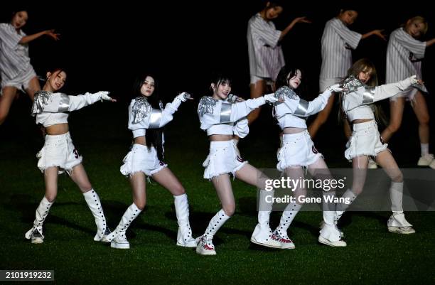 Pop group I-DLE performs prior to he 2024 Seoul Series game between Los Angeles Dodgers and San Diego Padres at Gocheok Sky Dome on March 21, 2024 in...