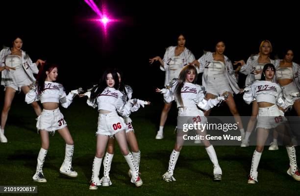 Pop group I-DLE performs prior to he 2024 Seoul Series game between Los Angeles Dodgers and San Diego Padres at Gocheok Sky Dome on March 21, 2024 in...