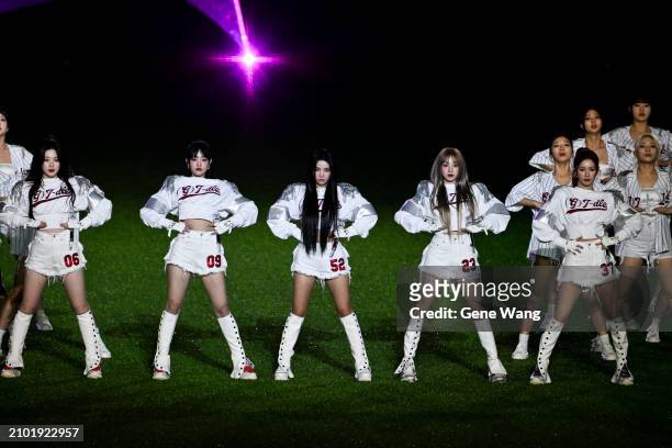 Pop group I-DLE performs prior to he 2024 Seoul Series game between Los Angeles Dodgers and San Diego Padres at Gocheok Sky Dome on March 21, 2024 in...