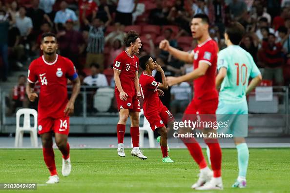 Faris Ramli of Team Singapore celebrates scoring a goal during the ...