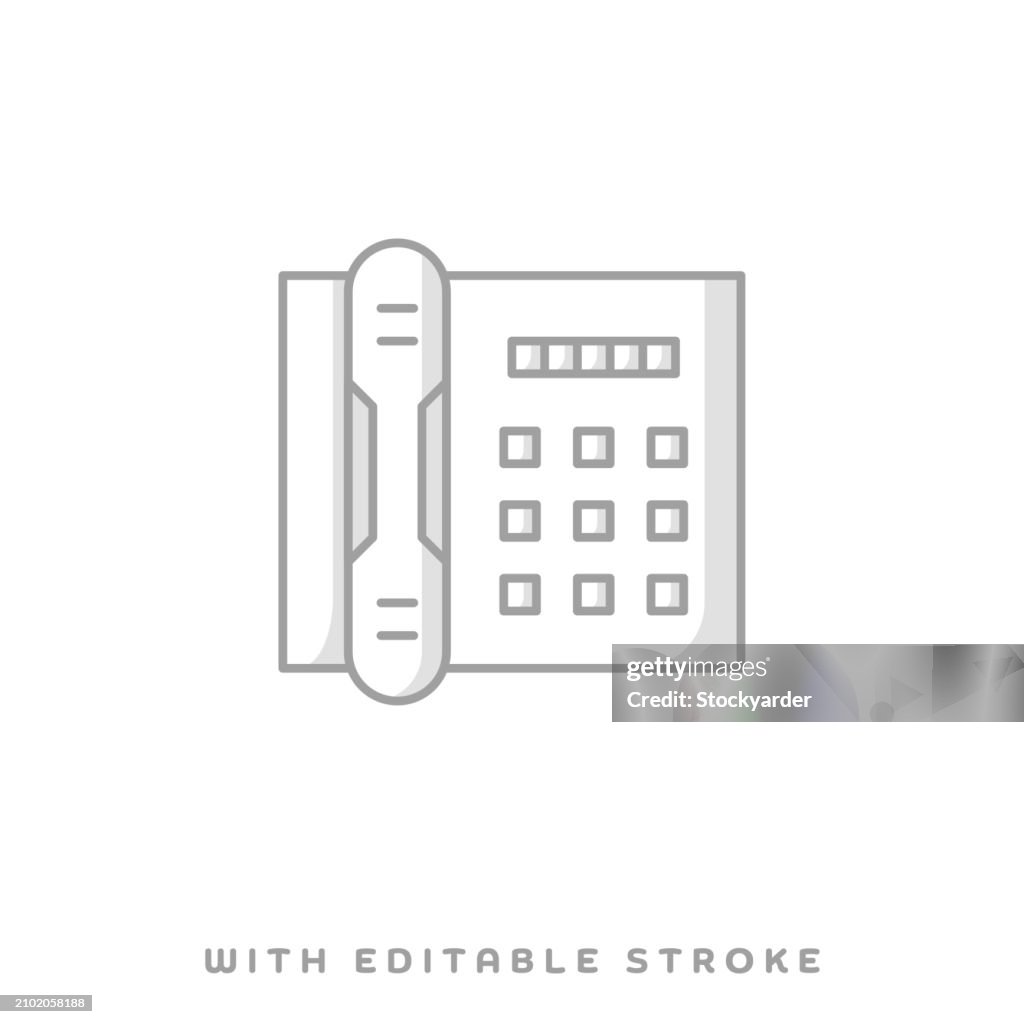 Icono de línea de telemarketing entrante con sombra y trazo editable