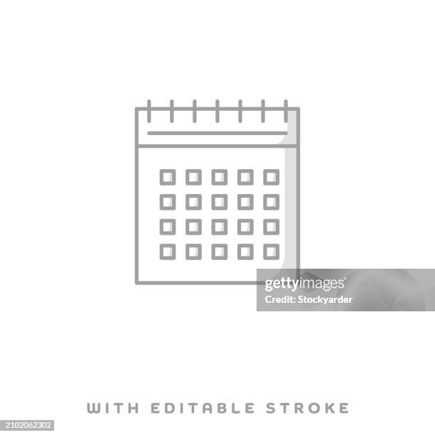 stockillustraties, clipart, cartoons en iconen met calendar line icon with shadow and editable stroke - maandelijkse gebeurtenis