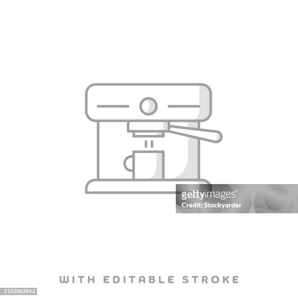coffee machine line icon with shadow and editable stroke - mocha stock illustrations