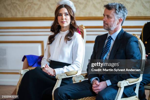 King Frederik X and Queen Mary attend a reception at the Amalienborg Museum where many objects that have shaped the King's life are on display on...