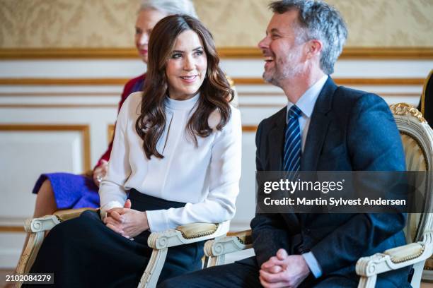 King Frederik X and Queen Mary attend a reception at the Amalienborg Museum where many objects that have shaped the King's life are on display on...