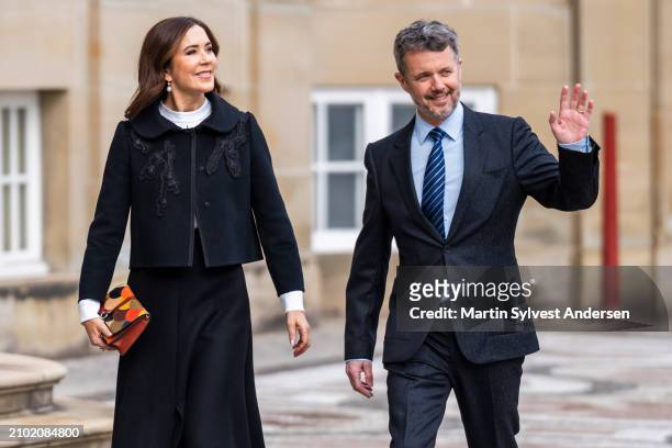 King Frederik X and Queen Mary of Denmark arrive to Amalienborg Museum on March 21, 2024 in Copenhagen, Denmark. Frederik X and Mary Of Denmark...