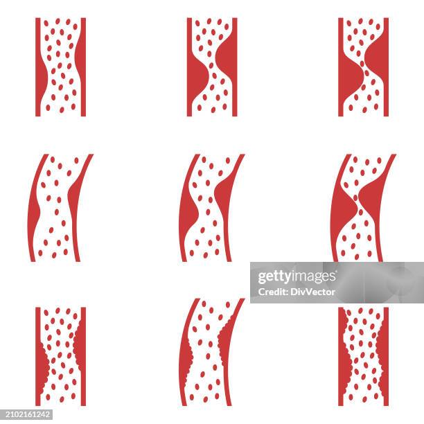 clogged artery icon set - good cholesterol stock illustrations