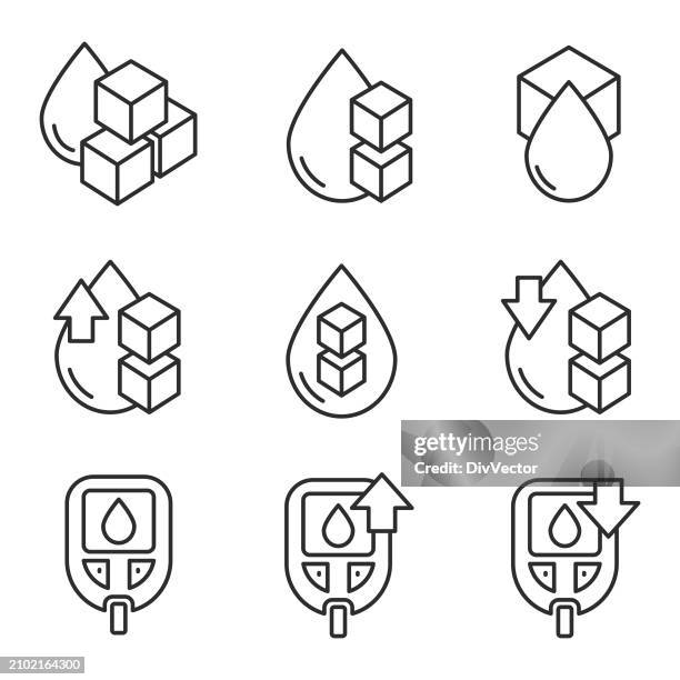blood sugar icon set - glucose stock illustrations