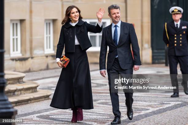 King Frederik X and Queen Mary of Denmark arrive to Amalienborg Museum on March 21, 2024 in Copenhagen, Denmark. Frederik X and Mary Of Denmark...