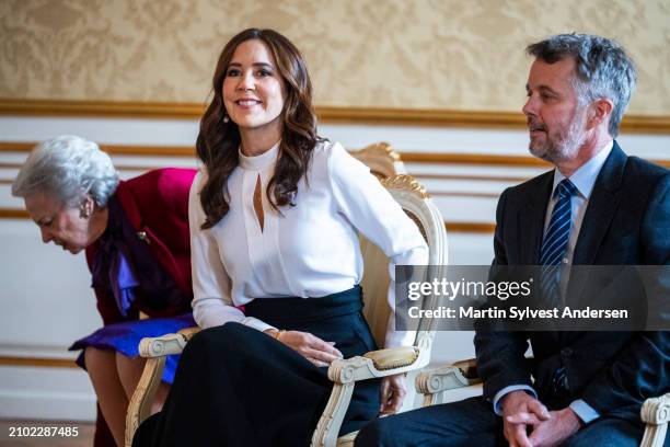 King Frederik X and Queen Mary attend a reception at the Amalienborg Museum where many objects that have shaped the King's life are on display on...