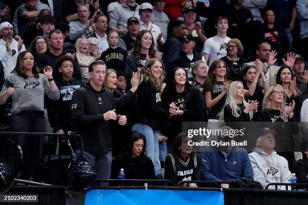 Colorado Buffaloes fans cheer during the game between the Colorado Buffaloes and the Boise State Broncos in the First Four game of the NCAA Men's...