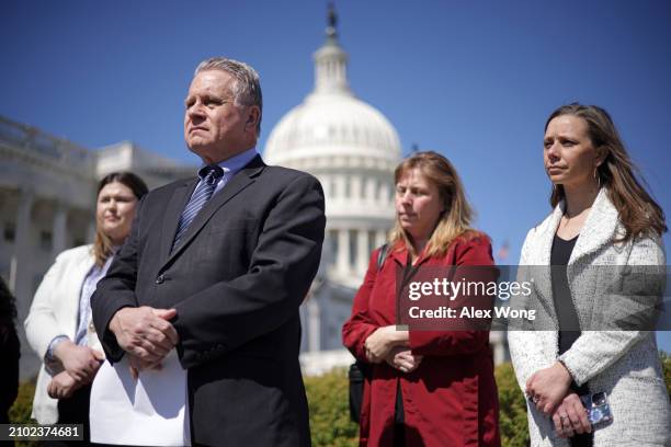 Rep. Chris Smith listens during a news conference in front of the U.S. Capitol on March 21, 204 in Washington, DC. Rep. August Pfluger and Rep. Smith...
