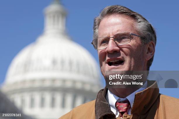 Rep. Tim Burchett speaks during a news conference in front of the U.S. Capitol on March 21, 204 in Washington, DC. Rep. August Pfluger and Rep. Chris...