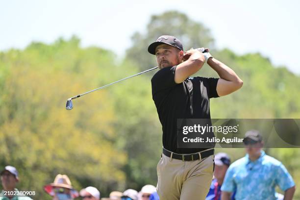 Xander Schauffele of the United States plays his shot from the second tee during the first round of the Valspar Championship at Copperhead Course at...
