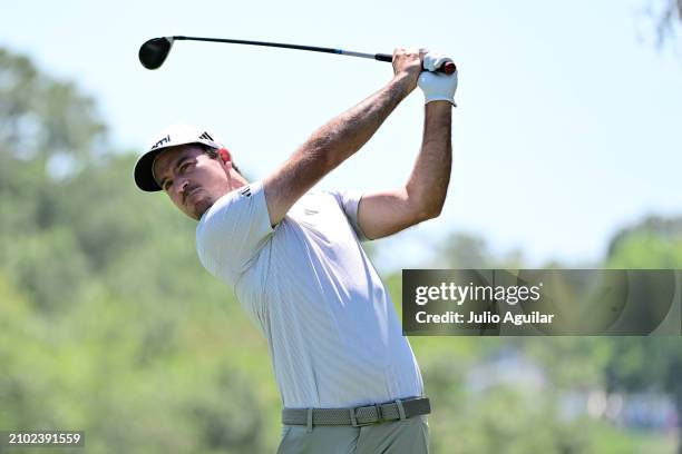 Nick Taylor of Canada plays his shot from the second tee during the first round of the Valspar Championship at Copperhead Course at Innisbrook Resort...