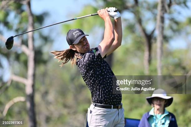 Aaron Baddeley of Australia plays his shot from the sixth tee during the first round of the Valspar Championship at Copperhead Course at Innisbrook...