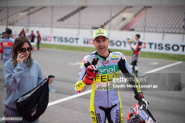 Matteo Ferrari of Italy and Felo Gresini MotoE greets and walks on track during the MotoGP Of Portugal - Previews at Autodromo do Algarve on March...