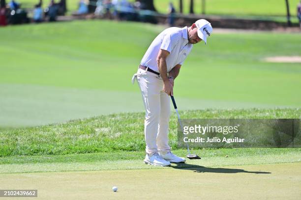 Brian Harman of the United States putts on the first green during the first round of the Valspar Championship at Copperhead Course at Innisbrook...