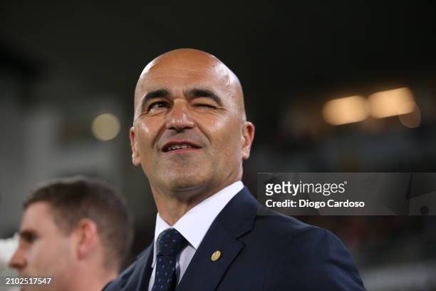 Head Coach Roberto Martinez of estures prior to the international friendly match between Portugal and Sweden on March 21, 2024 in Guimaraes, Portugal.