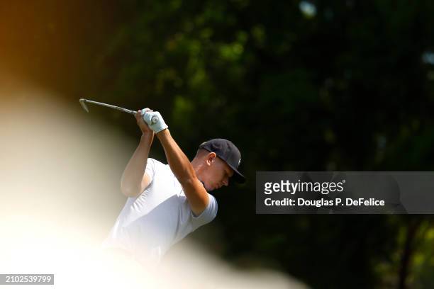 Matthias Schmid of Germany plays his shot from the 17th tee during the first round of the Valspar Championship at Copperhead Course at Innisbrook...