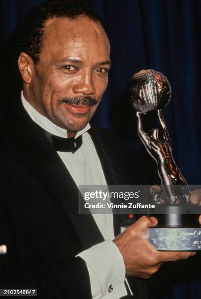 American record producer, composer, arranger and songwriter Quincy Jones attends the 27th Annual NAACP Image Awards, held at Pasadena Civic...