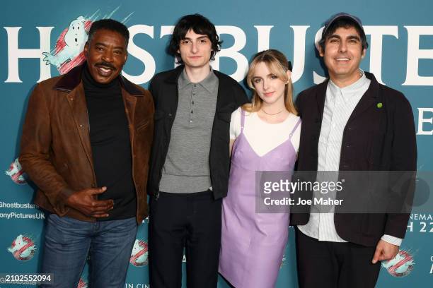 Ernie Hudson, Finn Wolfhard, Mckenna Grace and Gil Kenan attend the screening of "Ghostbusters: Frozen Empire" at The Ham Yard Hotel on March 21,...