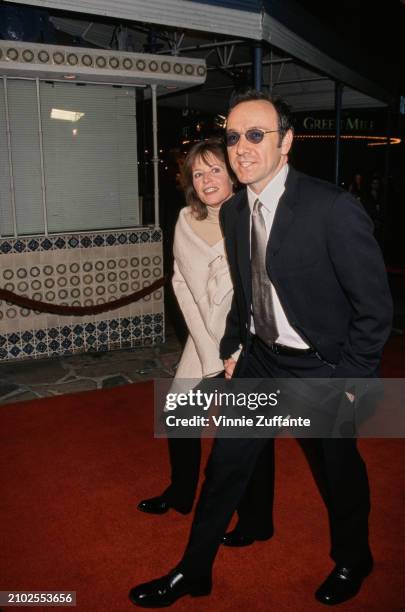 American script supervisor Dianne Dreyer and American actor Kevin Spacey attend the Westwood premiere of 'The Talented Mr Ripley', held at the Mann...