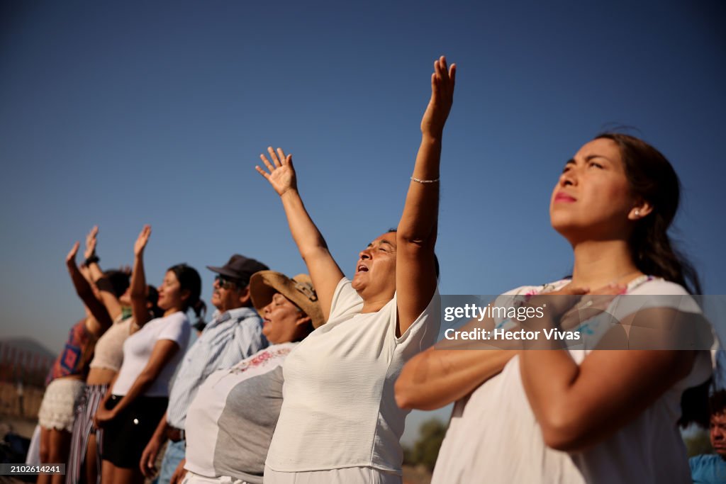 People Gather at Teotihuacan Pyramids For Spring Equinox