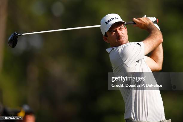 Nick Taylor of Canada plays his shot from the 14th tee during the first round of the Valspar Championship at Copperhead Course at Innisbrook Resort...