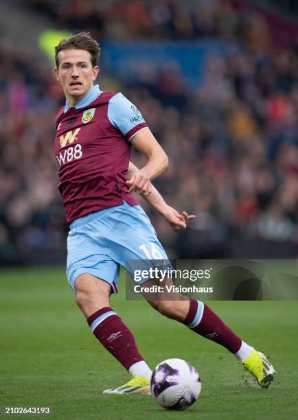 Sander Berge of Burnley in action during the Premier League match between Burnley FC and Brentford FC at Turf Moor on March 16, 2024 in Burnley,...