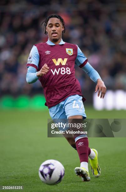 Wilson Odobert of Burnley in action during the Premier League match between Burnley FC and Brentford FC at Turf Moor on March 16, 2024 in Burnley,...