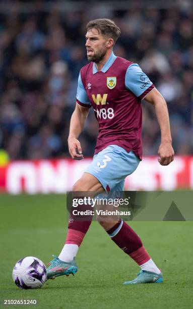 Charlie Taylor of Burnley in action during the Premier League match between Burnley FC and Brentford FC at Turf Moor on March 16, 2024 in Burnley,...