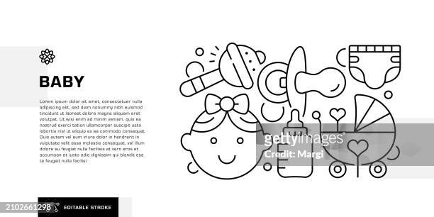 baby line icon design for header, web banner template - baby blanket stock illustrations