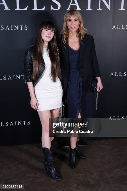 Raquel Meroño and her daughter Martina Carbones attend the presentation of the new "Allsaints" Collection at Espacio Jorge Juan on March 21, 2024 in...