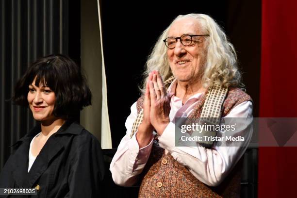 Ines Nieri, Dieter Hallervorden during the "Achtsam Morden" theater premiere at Schlosspark Theater on March 23, 2024 in Berlin, Germany.