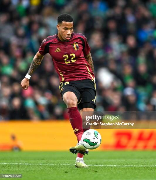Dublin , Ireland - 23 March 2024; Aster Vranckx of Belgium during the international friendly match between Republic of Ireland and Belgium at the...