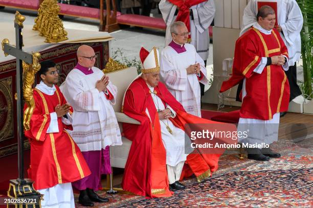Pope Francis presides over Palm Sunday Mass at St. Peter's Square on March 24, 2024 in Vatican City, Vatican.Pope Francis offers his prayers for the...