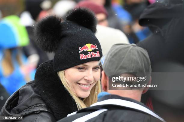 Lindsey Vonn of the United States competes during the Men´s Downhill at Audi FIS Alpine Ski World Cup Finals on March 23, 2024 in...