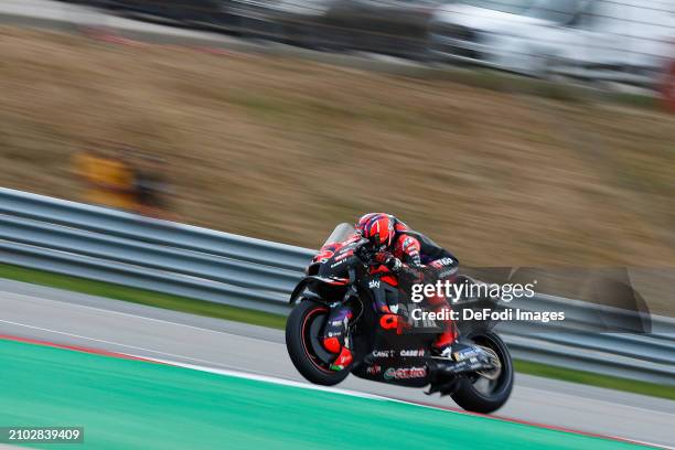 Maverick Vinales of Spain and Aprilia Racing Team rides during the Race of the MotoGP Of Portugal at Autodromo do Algarve on March 24, 2024 in Lagoa,...