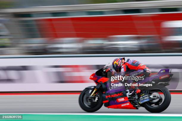 Jorge Martin of Spain and Prima Pramac Racing Team rides during the Race of the MotoGP Of Portugal at Autodromo do Algarve on March 24, 2024 in...