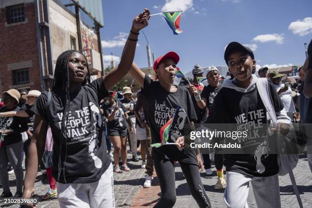 Thousands of people hold a constitutional democracy march to mark the 30th anniversary of the end of the apartheid regime and the transition to...