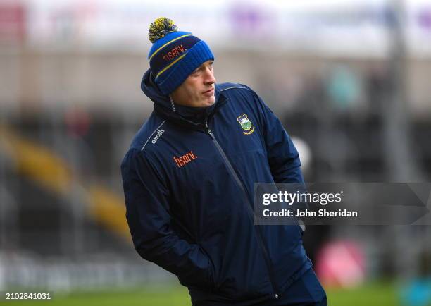 Laois , Ireland - 24 March 2024; Tipperary manager Liam Cahill during the warm ups before the Allianz Hurling League Division 1 semi-final match...