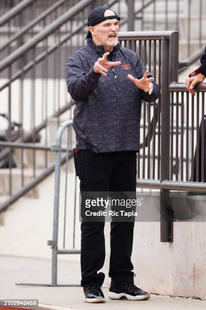 Dan Quinn of the Washington Commanders during USC Pro Day at Allyson Felix Track & Field on March 20, 2024 in Los Angeles, California.