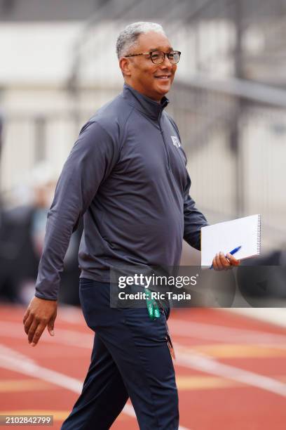 Steve Wyche of the NFL Network during USC Pro Day at Allyson Felix Track & Field on March 20, 2024 in Los Angeles, California.