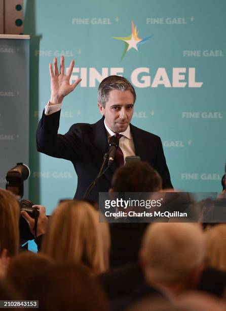 Simon Harris outlines his key priorities in a speech before being announced as the new Fine Gael leader later today on March 24, 2024 in Athlone,...